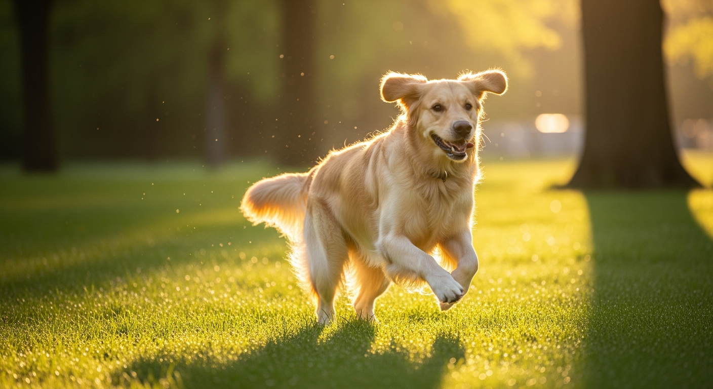 Happy dog running
